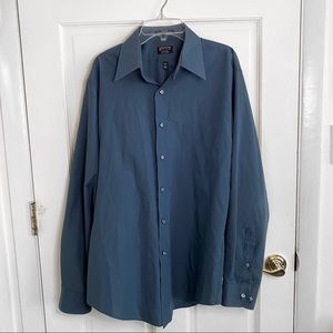 Arrow Fitted Poplin Button Down Shirt Blue Sz L